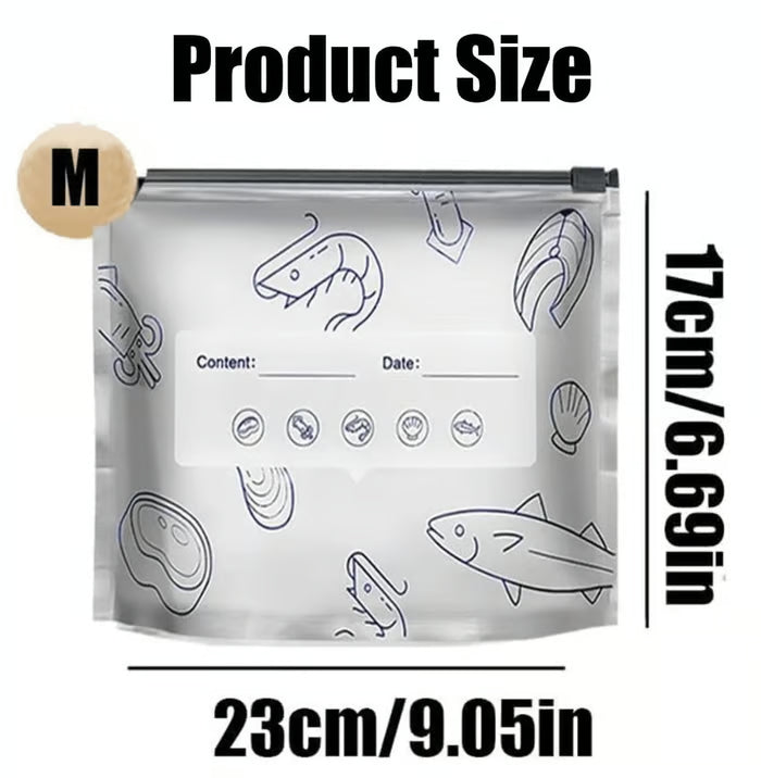 (30pcs )Reusable Aluminum Foil Sealable Storage Bags, 2026 New Resealable Vacuum Zipper Pouches for Food, Stand Up Foil Sealable Bags with Label and Zip Lock for Vegetable Fruit Meat