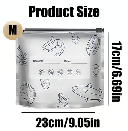 (30pcs )Reusable Aluminum Foil Sealable Storage Bags, 2026 New Resealable Vacuum Zipper Pouches for Food, Stand Up Foil Sealable Bags with Label and Zip Lock for Vegetable Fruit Meat