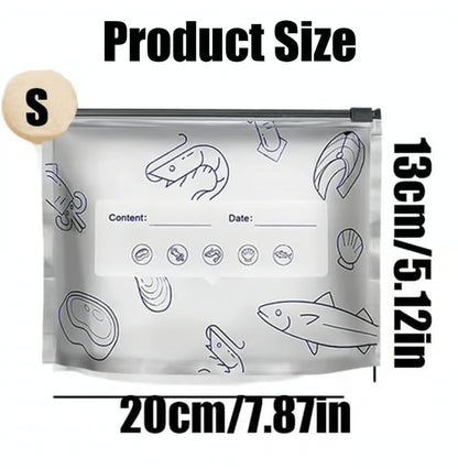 (30pcs )Reusable Aluminum Foil Sealable Storage Bags, 2026 New Resealable Vacuum Zipper Pouches for Food, Stand Up Foil Sealable Bags with Label and Zip Lock for Vegetable Fruit Meat