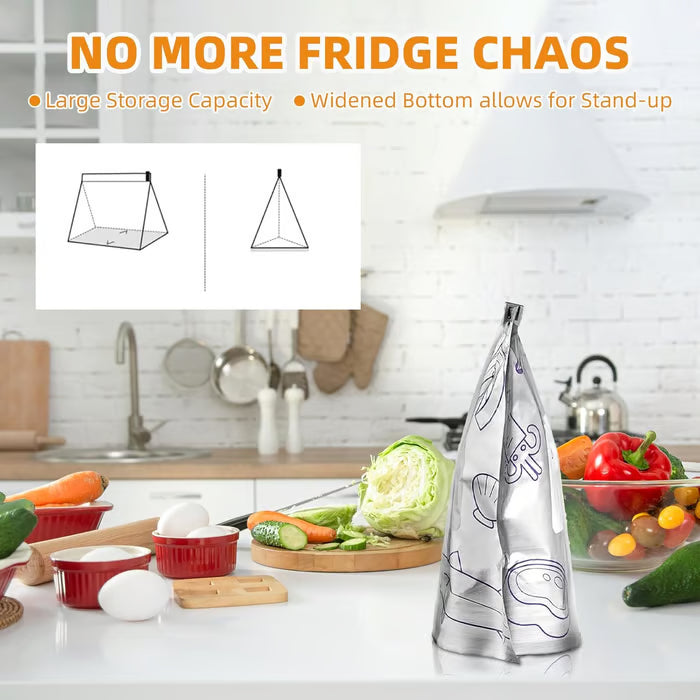 (30pcs )Reusable Aluminum Foil Sealable Storage Bags, 2026 New Resealable Vacuum Zipper Pouches for Food, Stand Up Foil Sealable Bags with Label and Zip Lock for Vegetable Fruit Meat