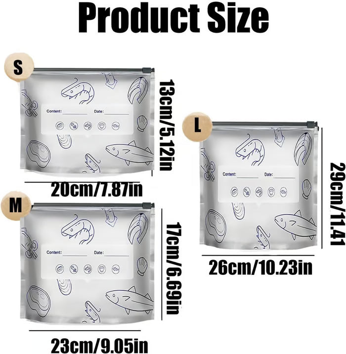 (30pcs )Reusable Aluminum Foil Sealable Storage Bags, 2026 New Resealable Vacuum Zipper Pouches for Food, Stand Up Foil Sealable Bags with Label and Zip Lock for Vegetable Fruit Meat