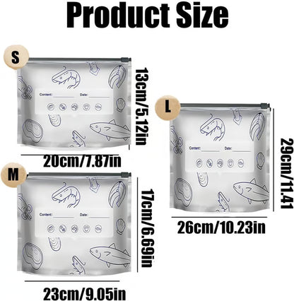 (30pcs )Reusable Aluminum Foil Sealable Storage Bags, 2026 New Resealable Vacuum Zipper Pouches for Food, Stand Up Foil Sealable Bags with Label and Zip Lock for Vegetable Fruit Meat