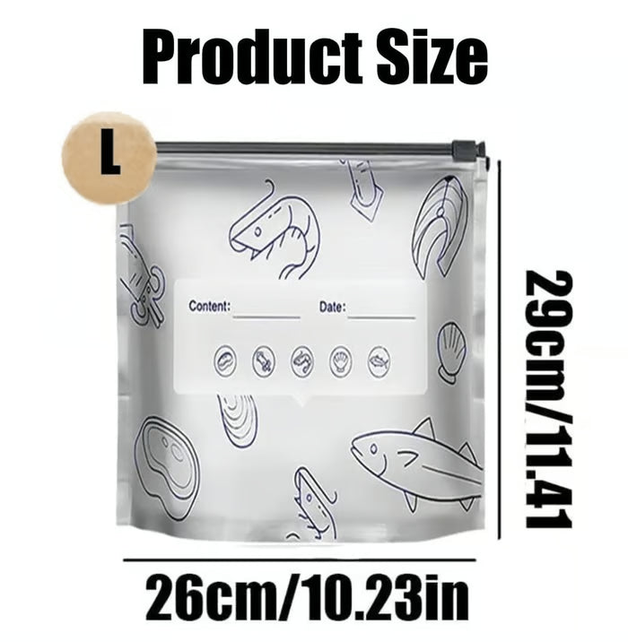 (30pcs )Reusable Aluminum Foil Sealable Storage Bags, 2026 New Resealable Vacuum Zipper Pouches for Food, Stand Up Foil Sealable Bags with Label and Zip Lock for Vegetable Fruit Meat