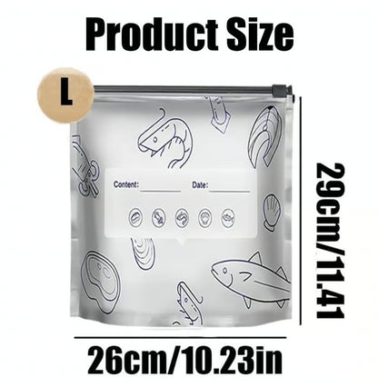 (30pcs )Reusable Aluminum Foil Sealable Storage Bags, 2026 New Resealable Vacuum Zipper Pouches for Food, Stand Up Foil Sealable Bags with Label and Zip Lock for Vegetable Fruit Meat